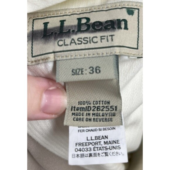 LL Bean Pants Size 36 x 29 Men's Beige Chino 100% Cotton Tapered Leg - Picture 5 of 6